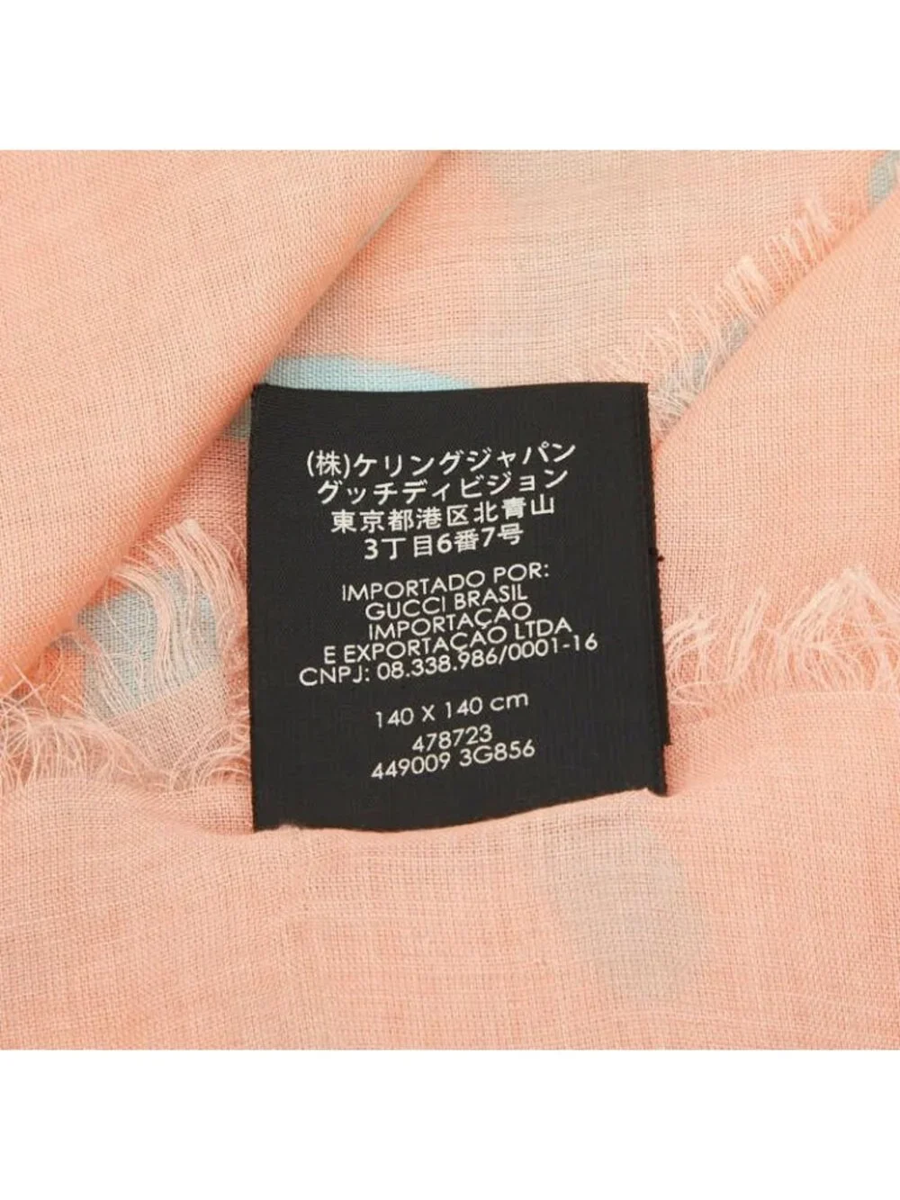 Gucci GG Ghost Motif Scarf Pink Blue Silk Modal
